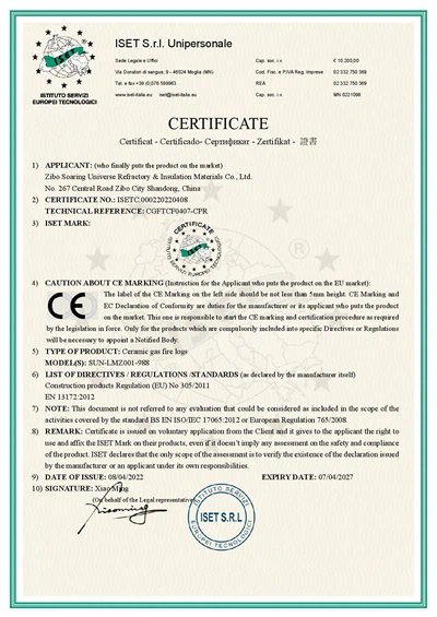 CE of gas logs_
